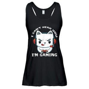 I Cant Hear You Im Gaming Funny Gamer Gift Mic And Headset Ladies Essential Flowy Tank