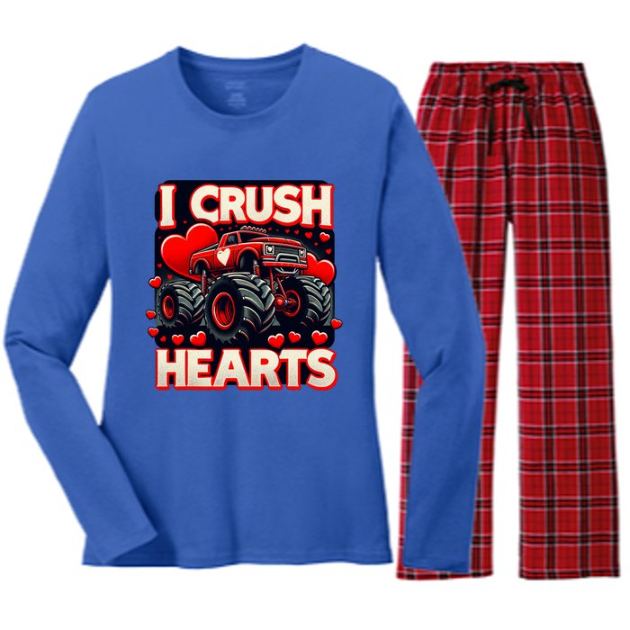 I Crush Hearts Valentines Day Women's Long Sleeve Flannel Pajama Set 