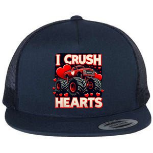 I Crush Hearts Valentines Day Flat Bill Trucker Hat