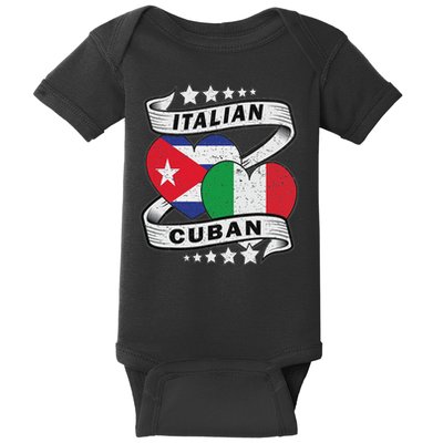 Italian Cuban Heart Flags Italy Cuba Baby Bodysuit