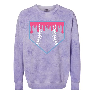 Ice Cream Home Plate Baseball Drip Colorblast Crewneck Sweatshirt