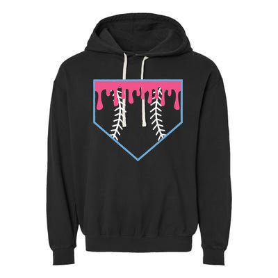 Ice Cream Home Plate Baseball Drip Garment-Dyed Fleece Hoodie