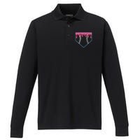 Ice Cream Home Plate Baseball Drip Performance Long Sleeve Polo