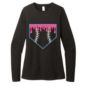 Ice Cream Home Plate Baseball Drip Womens CVC Long Sleeve Shirt