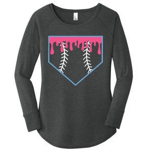 Ice Cream Home Plate Baseball Drip Women's Perfect Tri Tunic Long Sleeve Shirt