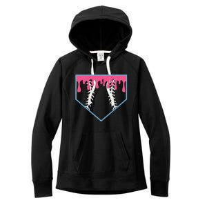 Ice Cream Home Plate Baseball Drip Women's Fleece Hoodie