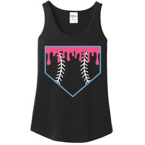 Ice Cream Home Plate Baseball Drip Ladies Essential Tank