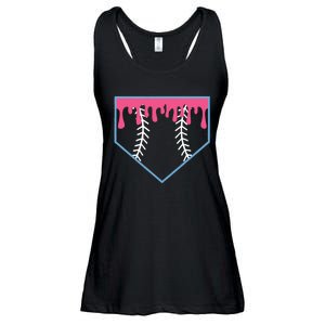 Ice Cream Home Plate Baseball Drip Ladies Essential Flowy Tank