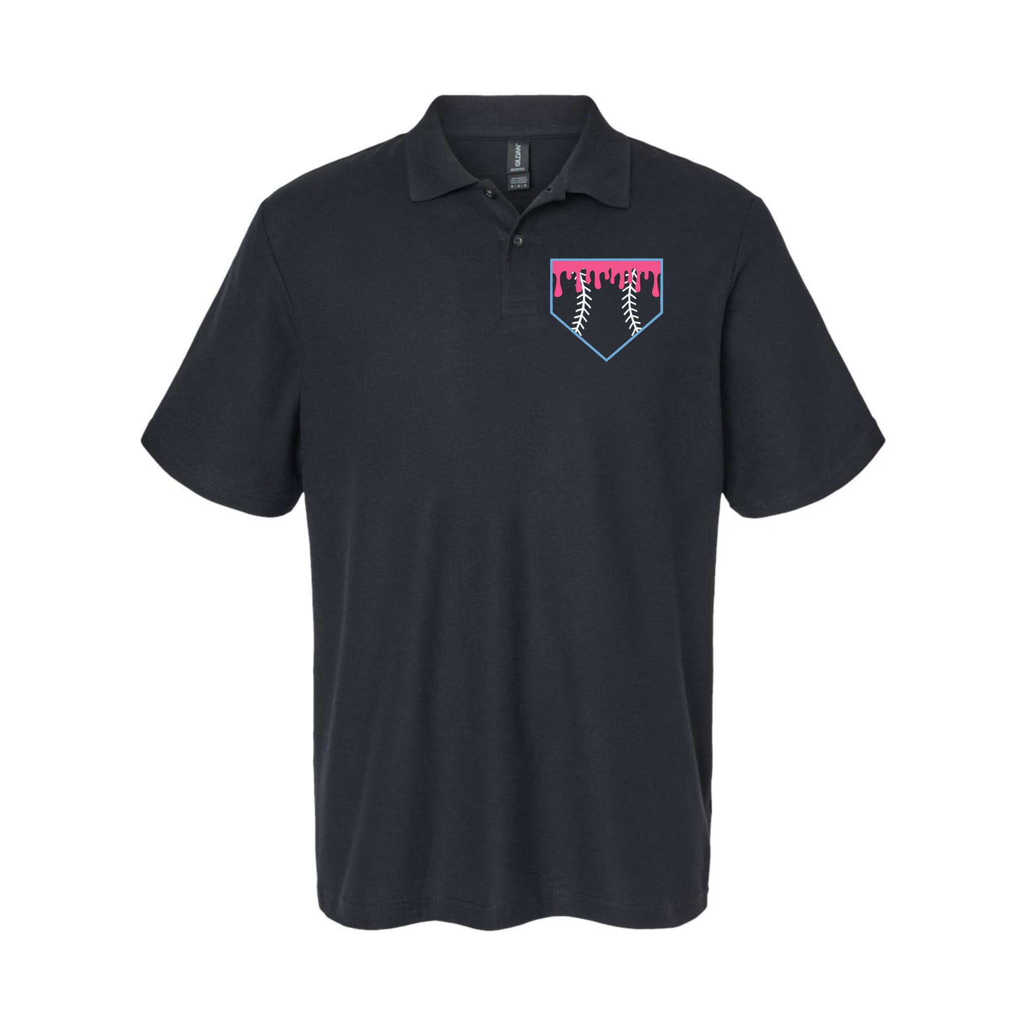 Ice Cream Home Plate Baseball Drip Polo