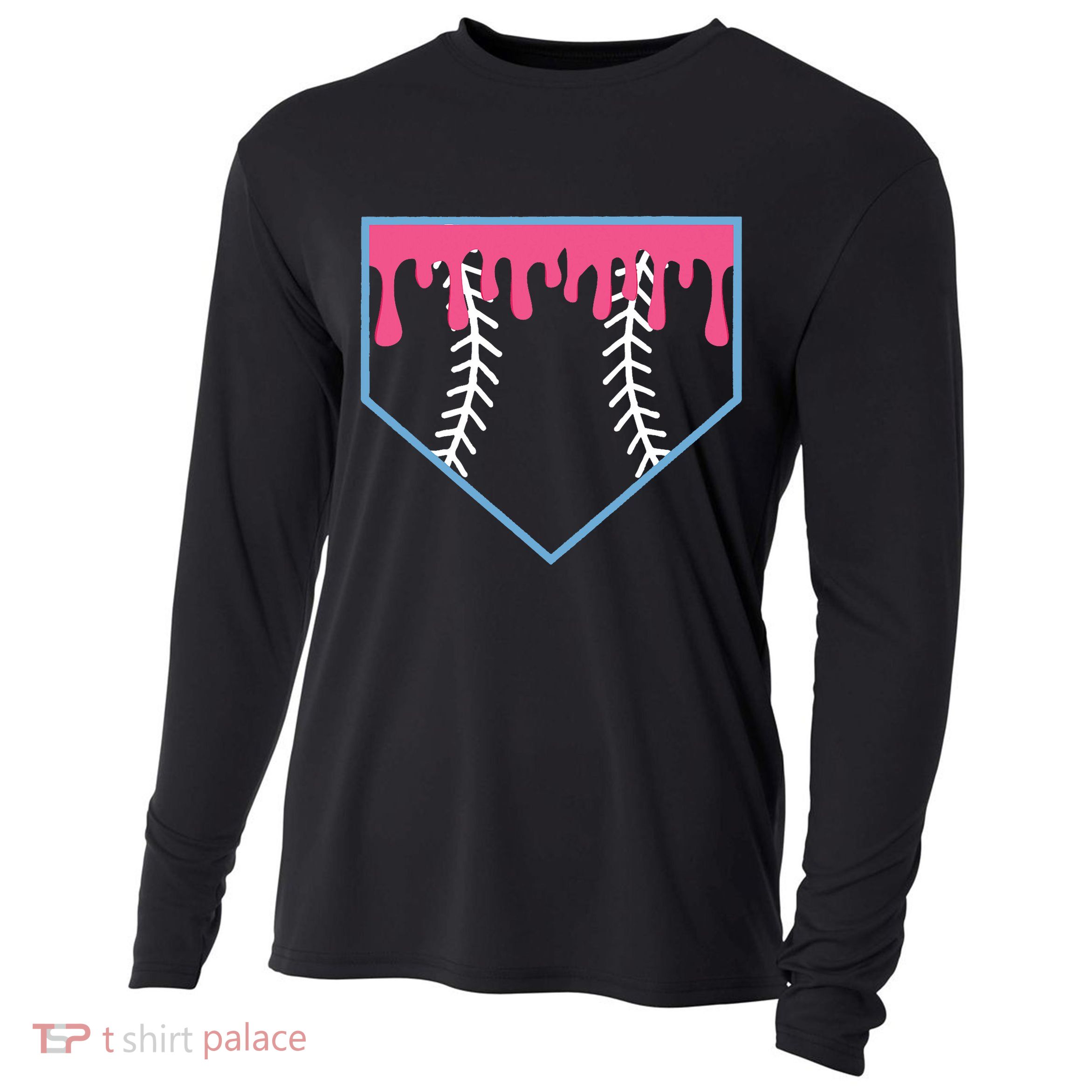 Ice Cream Home Plate Baseball Drip Cooling Performance Long Sleeve Crew