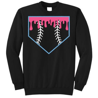 Ice Cream Home Plate Baseball Drip Tall Sweatshirt