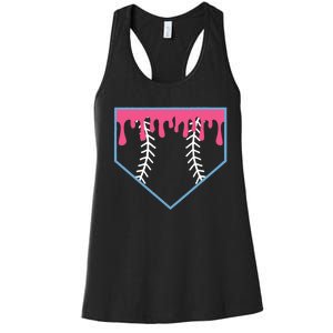 Ice Cream Home Plate Baseball Drip Women's Racerback Tank