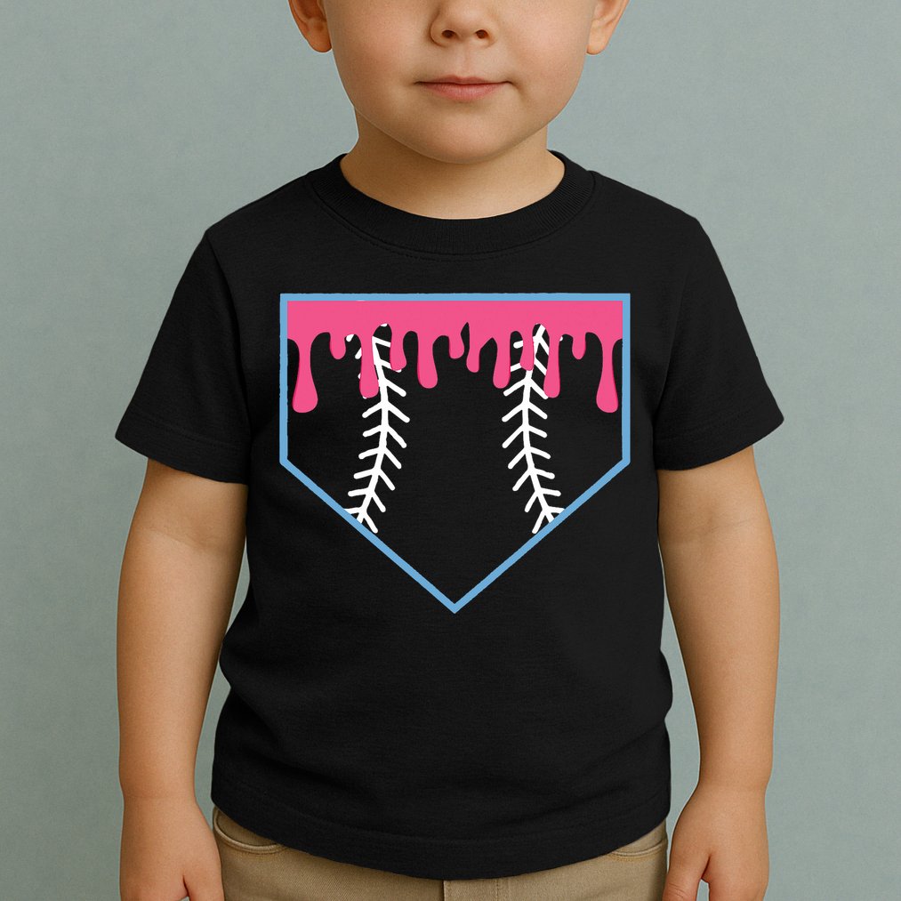 Ice Cream Home Plate Baseball Drip Toddler T-Shirt