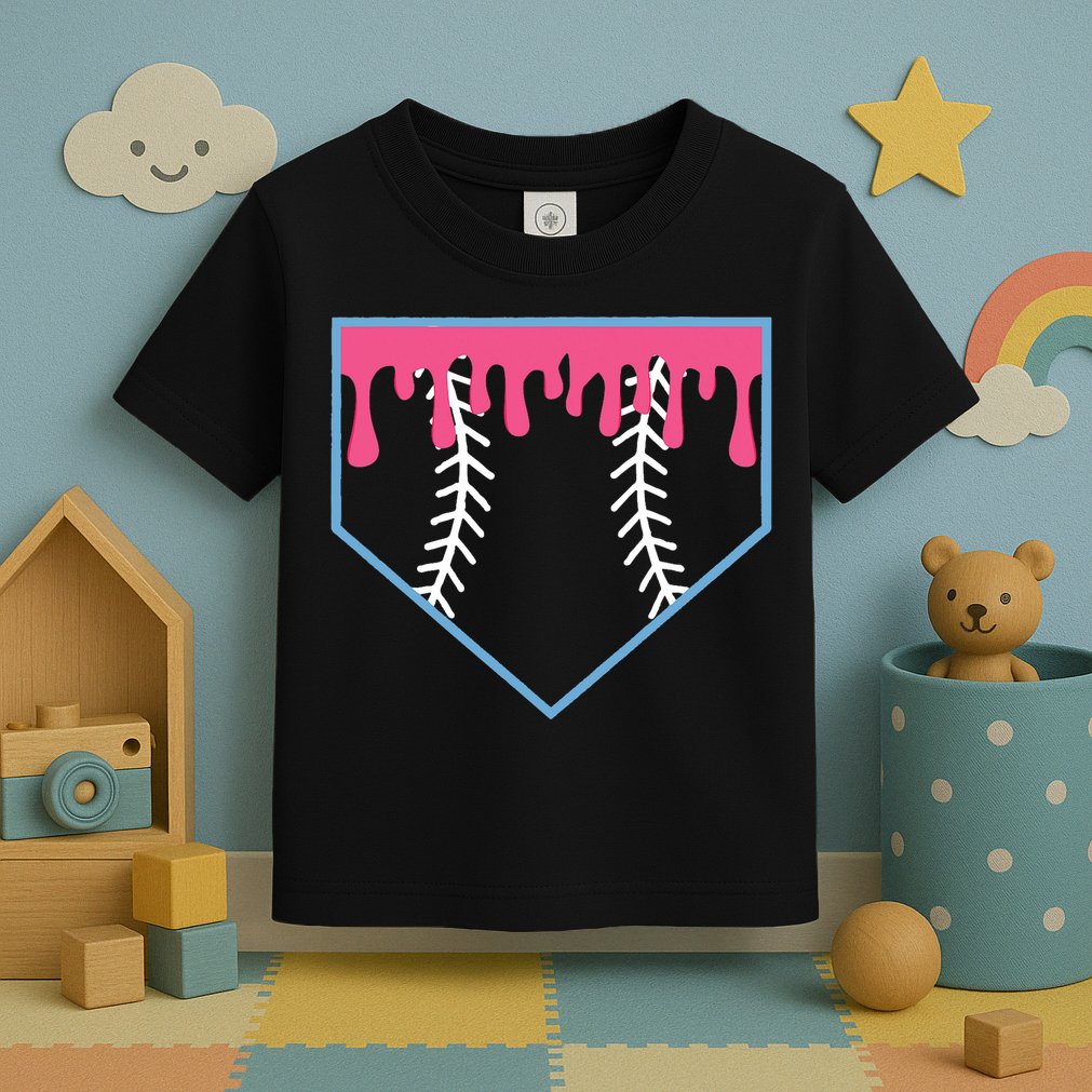 Ice Cream Home Plate Baseball Drip Toddler T-Shirt