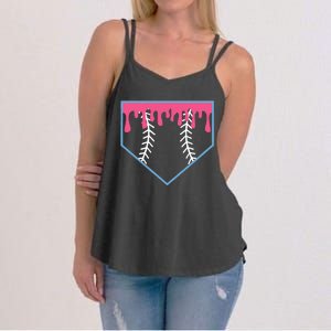 Ice Cream Home Plate Baseball Drip Women's Strappy Tank