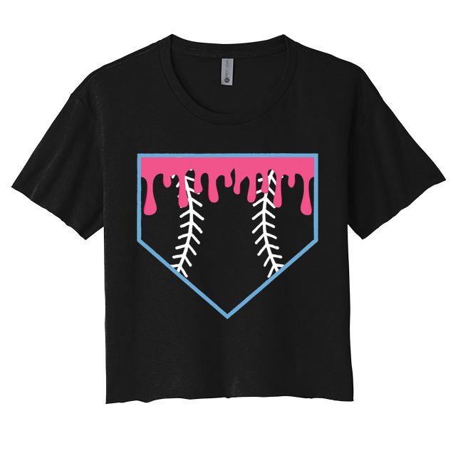 Ice Cream Home Plate Baseball Drip Crop Top