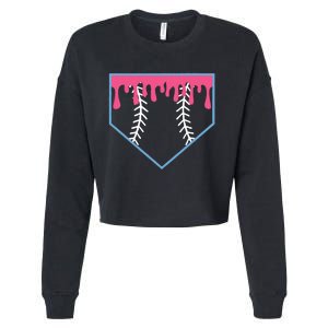 Ice Cream Home Plate Baseball Drip Cropped Pullover Crew