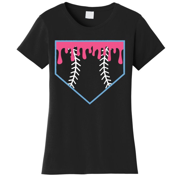 Ice Cream Home Plate Baseball Drip Women's T-Shirt