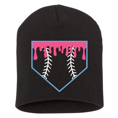 Ice Cream Home Plate Baseball Drip Short Acrylic Beanie