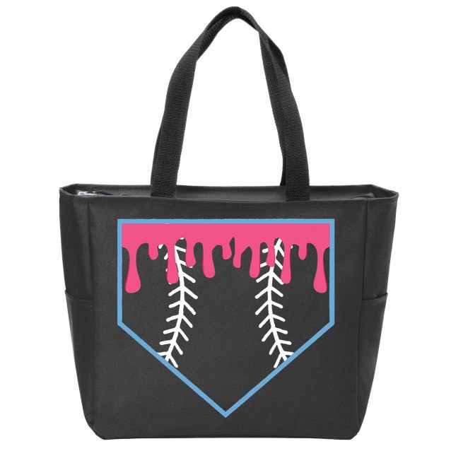 Ice Cream Home Plate Baseball Drip Zip Tote Bag