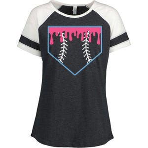 Ice Cream Home Plate Baseball Drip Enza Ladies Jersey Colorblock Tee