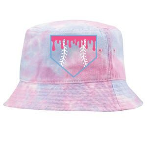 Ice Cream Home Plate Baseball Drip Tie-Dyed Bucket Hat