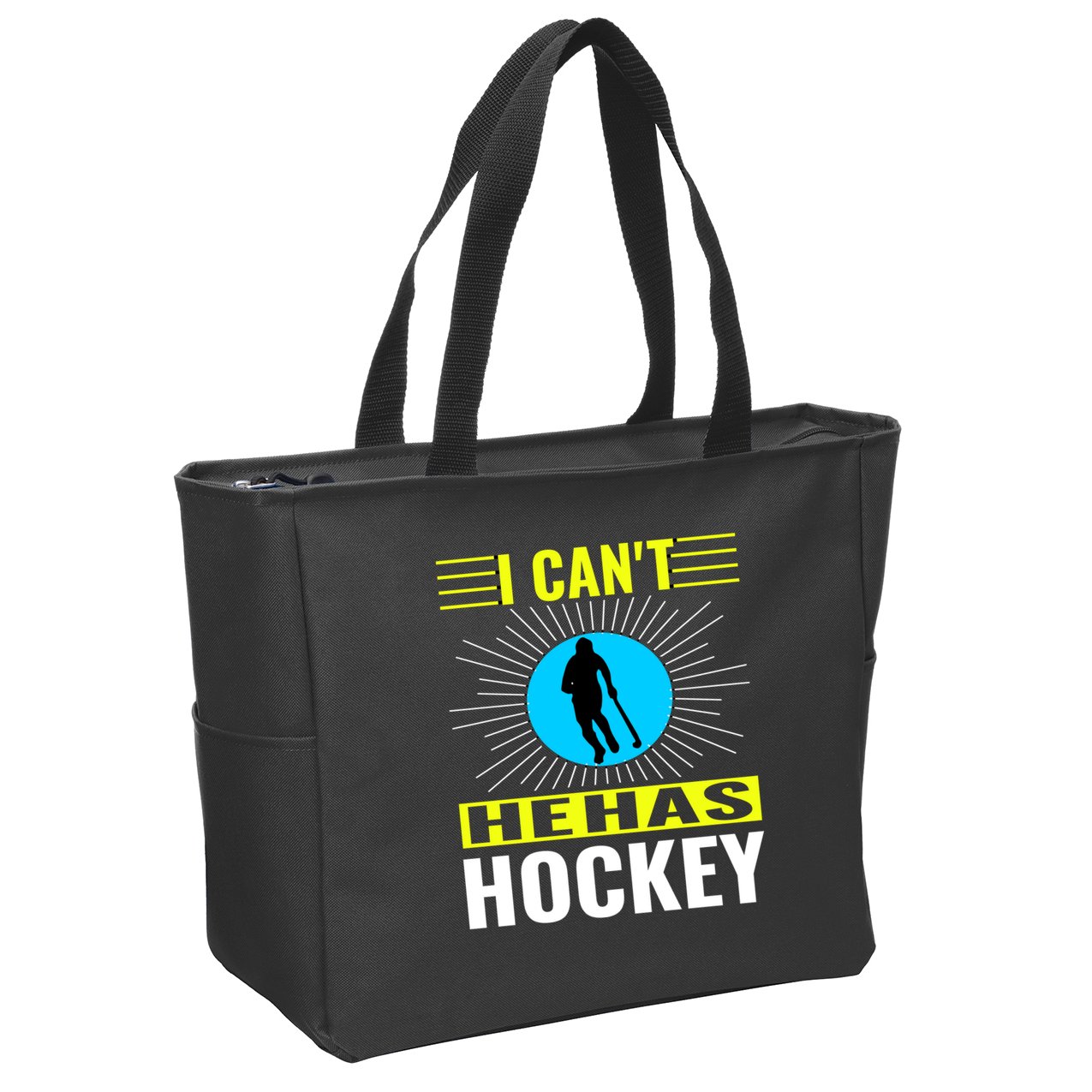 I Cant He Has Hockey Zip Tote Bag