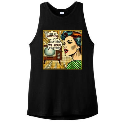 I CanT Hear Need Subtitles Watch Loud Tv Humorous Sayings Ladies PosiCharge Tri-Blend Wicking Tank