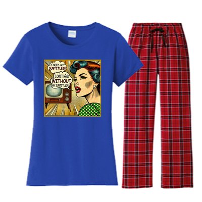 I CanT Hear Need Subtitles Watch Loud Tv Humorous Sayings Women's Flannel Pajama Set