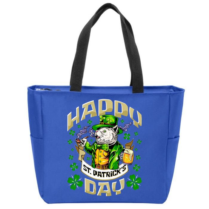 Irish Cat Happy St Patricks Day Meaningful Gift Zip Tote Bag