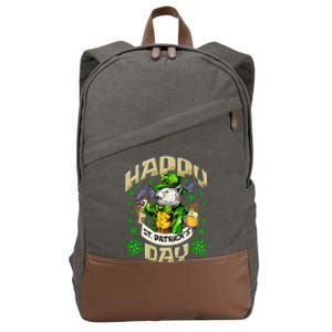 Irish Cat Happy St Patricks Day Meaningful Gift Cotton Canvas Backpack