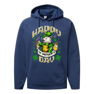 Irish Cat Happy St Patricks Day Meaningful Gift Performance Fleece Hoodie