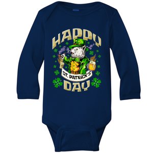 Irish Cat Happy St Patricks Day Meaningful Gift Baby Long Sleeve Bodysuit