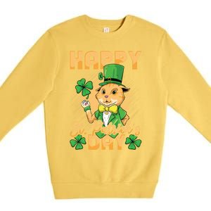 Irish Cat Happy St Patricks Day Cute Gift Premium Crewneck Sweatshirt