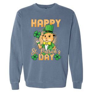 Irish Cat Happy St Patricks Day Cute Gift Garment-Dyed Sweatshirt