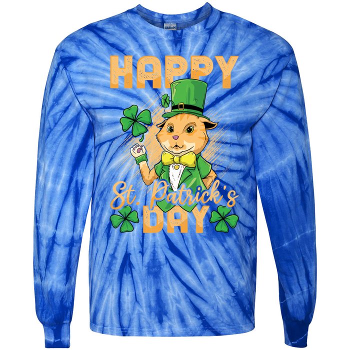 Irish Cat Happy St Patricks Day Cute Gift Tie-Dye Long Sleeve Shirt