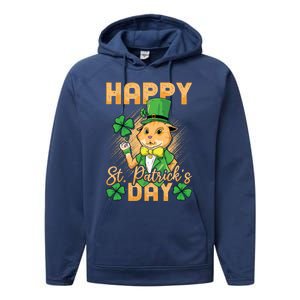 Irish Cat Happy St Patricks Day Cute Gift Performance Fleece Hoodie