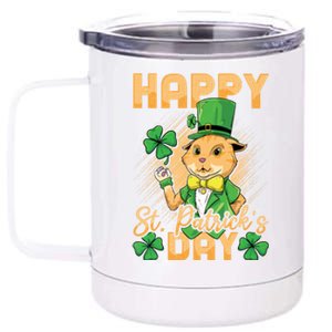 Irish Cat Happy St Patricks Day Cute Gift 12 oz Stainless Steel Tumbler Cup