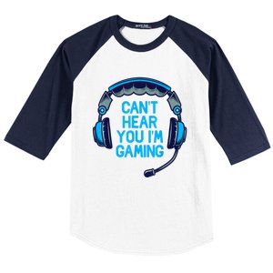 I Cant Hear You Im Gaming Video Gamer Geek Baseball Sleeve Shirt