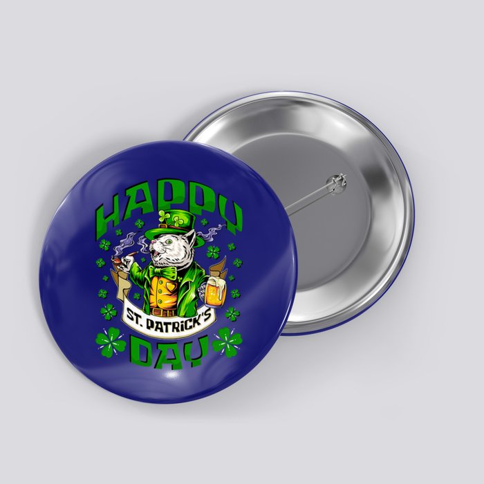 Irish Cat Happy St Patricks Day Gift Button