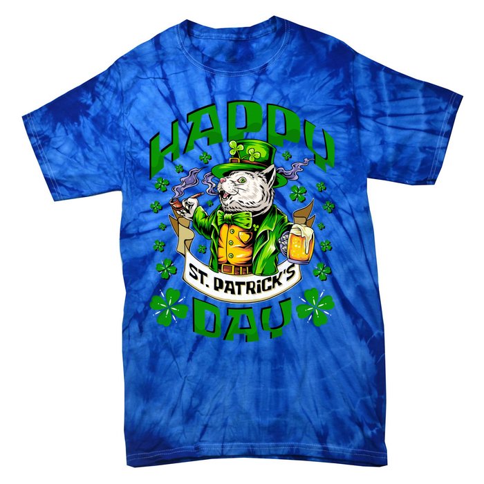 Irish Cat Happy St Patricks Day Gift Tie-Dye T-Shirt