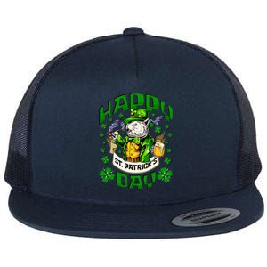 Irish Cat Happy St Patricks Day Gift Flat Bill Trucker Hat