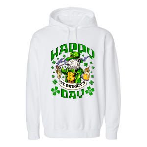 Irish Cat Happy St Patricks Day Gift Garment-Dyed Fleece Hoodie