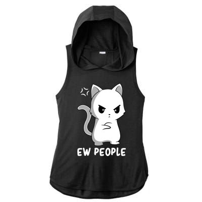 Introvert Cat Humor Antisocial Sarcasm Ladies PosiCharge Tri-Blend Wicking Draft Hoodie Tank