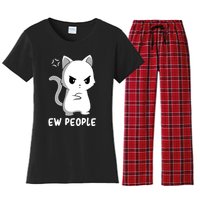 Introvert Cat Humor Antisocial Sarcasm Women's Flannel Pajama Set