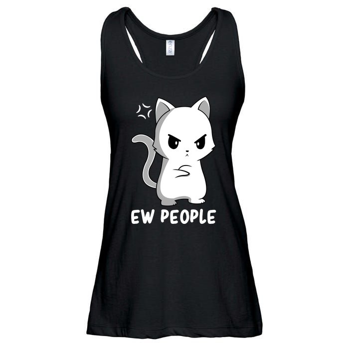 Introvert Cat Humor Antisocial Sarcasm Ladies Essential Flowy Tank