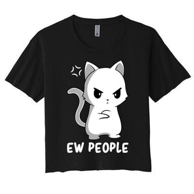 Introvert Cat Humor Antisocial Sarcasm Women's Crop Top Tee