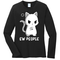 Introvert Cat Humor Antisocial Sarcasm Ladies Long Sleeve Shirt