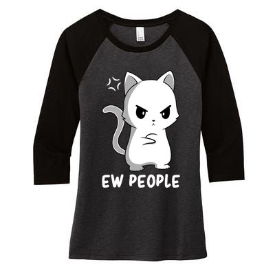 Introvert Cat Humor Antisocial Sarcasm Women's Tri-Blend 3/4-Sleeve Raglan Shirt