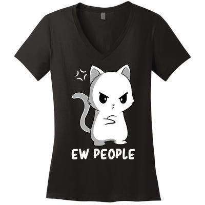 Introvert Cat Humor Antisocial Sarcasm Women's V-Neck T-Shirt